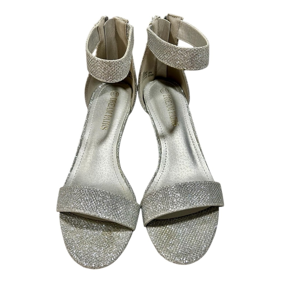 Dream Pairs Silver Low-Chunk Low Heel Pump Sandal (Sz 6.5)